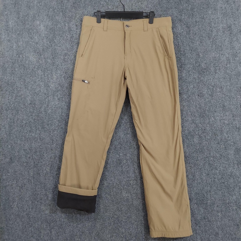 Eddie‎ Bauer Pants Mens 34x31 Beige Rainier Fleece Lined Travex Snow Ski Stretch
